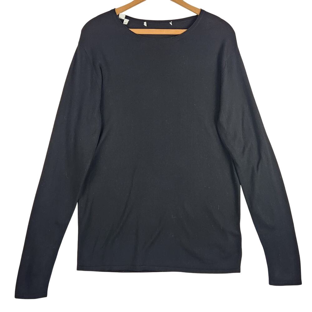 Selected Homme Men’s Black Crew Neck Sweater SZ LG Cotton/Tencel Lightweight EUC